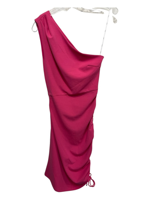 Elliatt Size XS Hot pink Polyester Blend One Shoulder Ruched Drawstring Dress Hot pink / XS