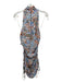 Amanda Uprichard Size M White, Blue & Multi Polyester Sleeveless High Neck Dress White, Blue & Multi / M