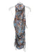 Amanda Uprichard Size M White, Blue & Multi Polyester Sleeveless High Neck Dress White, Blue & Multi / M