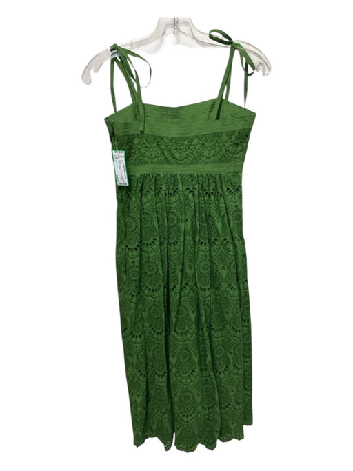 Ulla Johnson Size 0 Green Cotton Floral Eyelet Spaghetti Strap Dress Green / 0