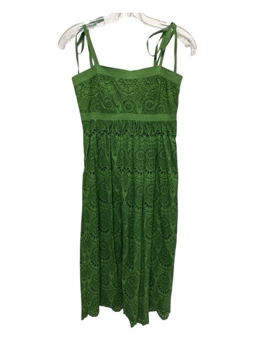 Ulla Johnson Size 0 Green Cotton Floral Eyelet Spaghetti Strap Dress Green / 0