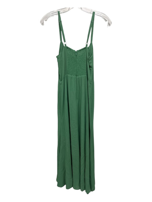 Reformation Size 0 Green Viscose Sleeveless Smocked Back Back Zip Leg Slit Dress Green / 0