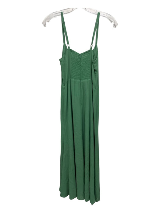 Reformation Size 0 Green Viscose Sleeveless Smocked Back Back Zip Leg Slit Dress Green / 0