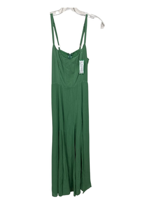 Reformation Size 0 Green Viscose Sleeveless Smocked Back Back Zip Leg Slit Dress Green / 0