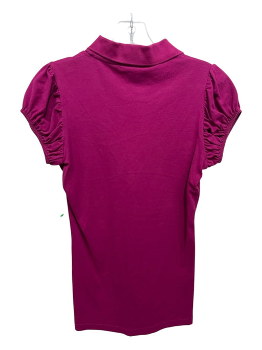Burberry Brit Size S Fuschia Purple Cotton Quarter Button Cap Sleeve Collar Top Fuschia Purple / S