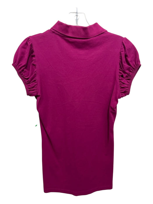 Burberry Brit Size S Fuschia Purple Cotton Quarter Button Cap Sleeve Collar Top Fuschia Purple / S