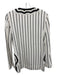 Tory Burch Size 0 White & Black Cotton Long Sleeve Stripe V Neck Tunic Top White & Black / 0