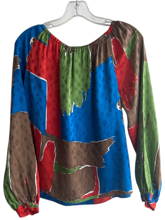Tory Burch Size 2 Multi Silk Off Shoulder Elastic Neck Long Sleeve Top Multi / 2