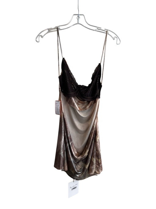 Jaded London Size 8 Brown Polyester Cowl Neck Spaghetti Strap Built In Bra Dress Brown / 8