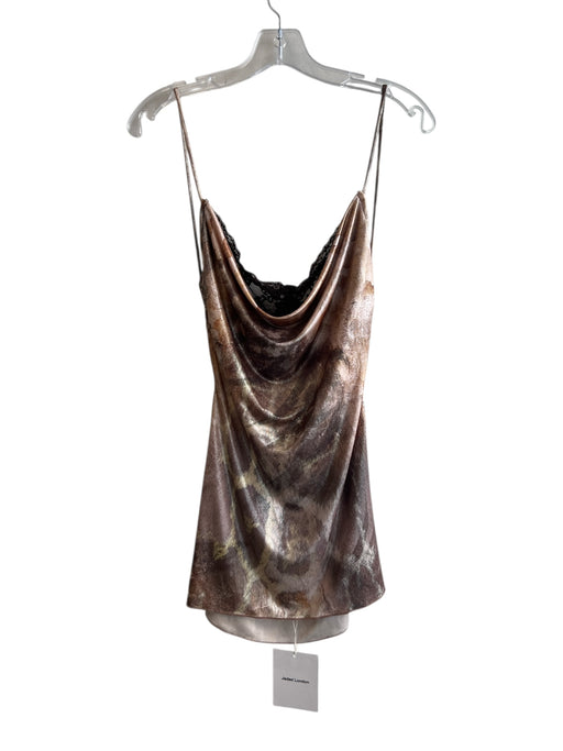 Jaded London Size 8 Brown Polyester Cowl Neck Spaghetti Strap Built In Bra Dress Brown / 8