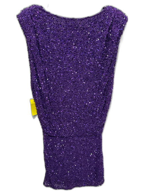 Retrofete Size S Purple Nylon Shoulder Pads Beaded Sleeveless Mini Dress Purple / S
