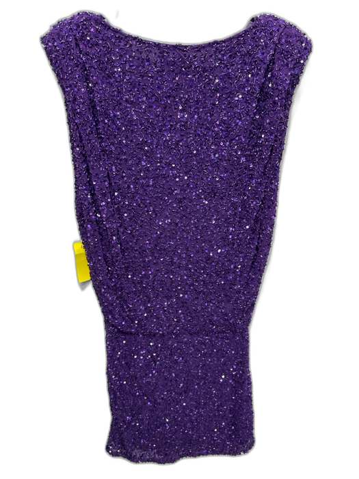 Retrofete Size S Purple Nylon Shoulder Pads Beaded Sleeveless Mini Dress Purple / S