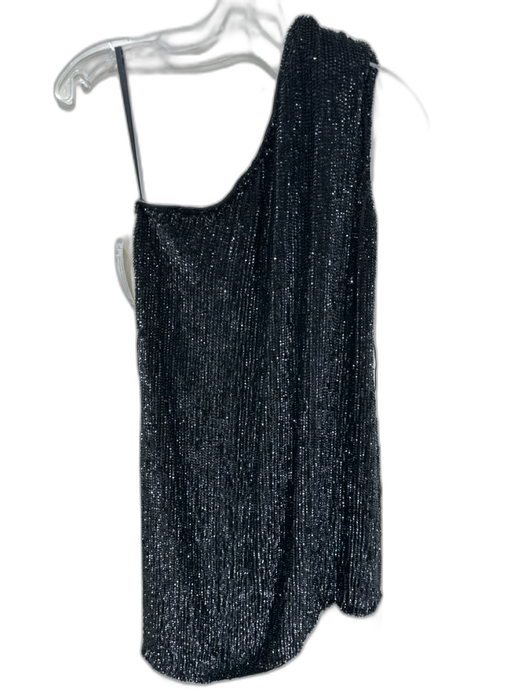 Retrofete Size XS Black Viscose Beaded One Shoulder Mini Dress Black / XS