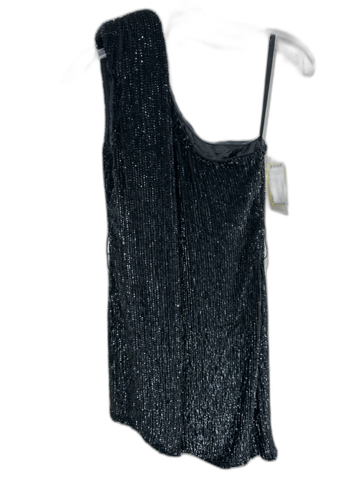 Retrofete Size XS Black Viscose Beaded One Shoulder Mini Dress Black / XS