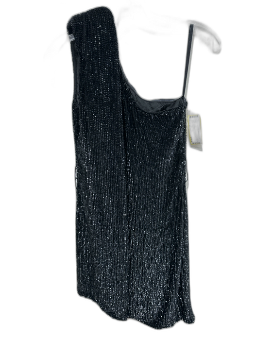 Retrofete Size XS Black Viscose Beaded One Shoulder Mini Dress Black / XS