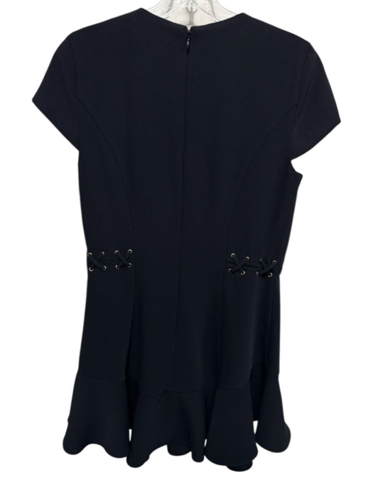 Amanda Uprichard Size S Black Polyester Short Sleeve Laced Flare Hem Mini Dress Black / S