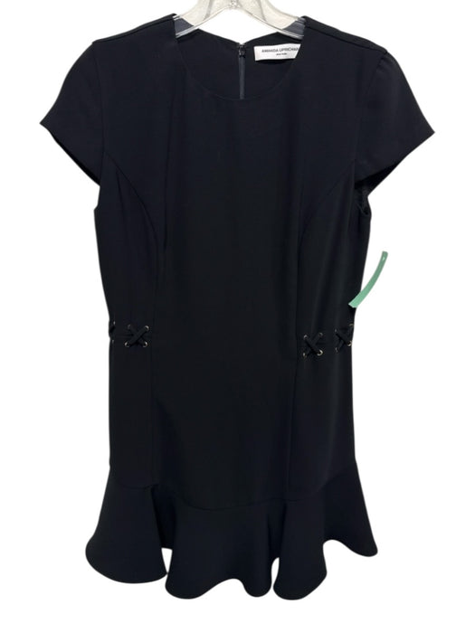 Amanda Uprichard Size S Black Polyester Short Sleeve Laced Flare Hem Mini Dress Black / S
