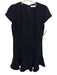 Amanda Uprichard Size S Black Polyester Short Sleeve Laced Flare Hem Mini Dress Black / S