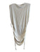 Pinko Size XS White Cotton Blend Ruched Sides Wide Neck Sleevel Print Dress White / XS
