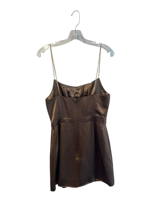 Retrofete Size Medium Brown Acetate Blend Chain Straps Back Zip Boning Dress Brown / Medium