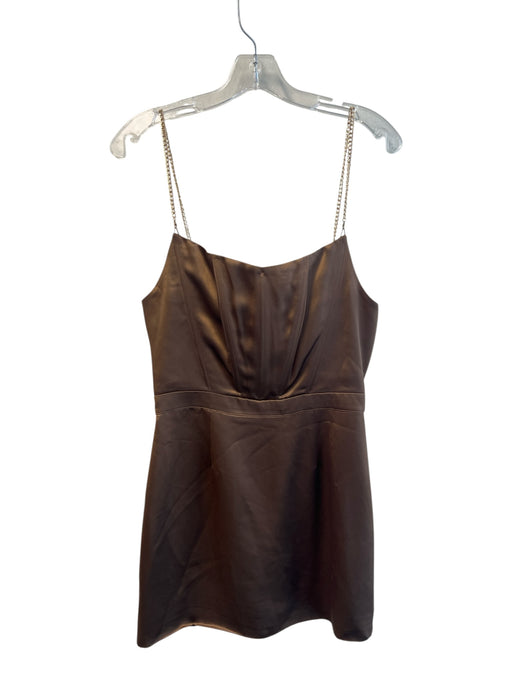 Retrofete Size Medium Brown Acetate Blend Chain Straps Back Zip Boning Dress Brown / Medium