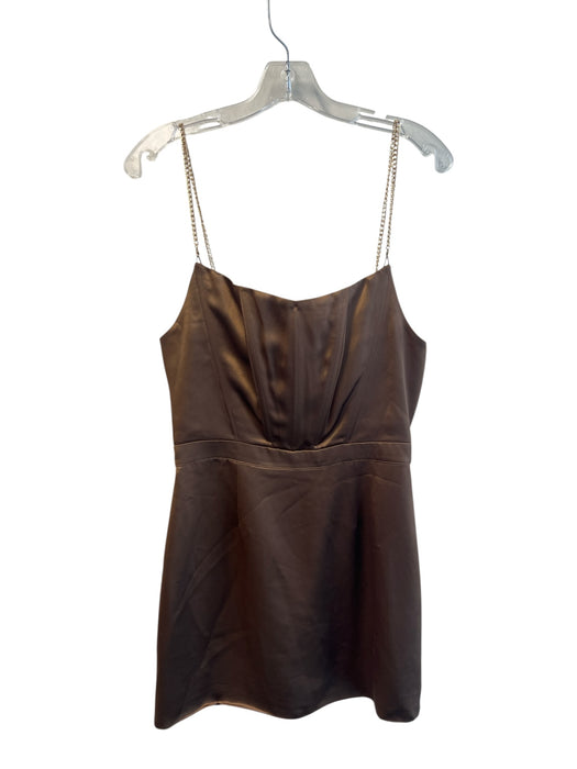 Retrofete Size Medium Brown Acetate Blend Chain Straps Back Zip Boning Dress Brown / Medium