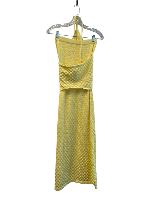 Peppermayo Size S/M Yellow Cotton Halter Elastic Waist Long Textured Skirt Set Yellow / S/M
