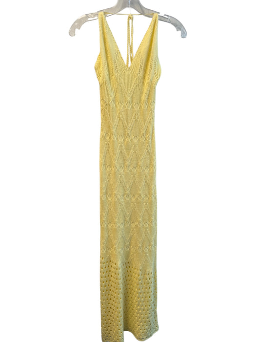 Peppermayo Size S/M Yellow Acrylic V Neck Knit Halter Maxi Dress Yellow / S/M