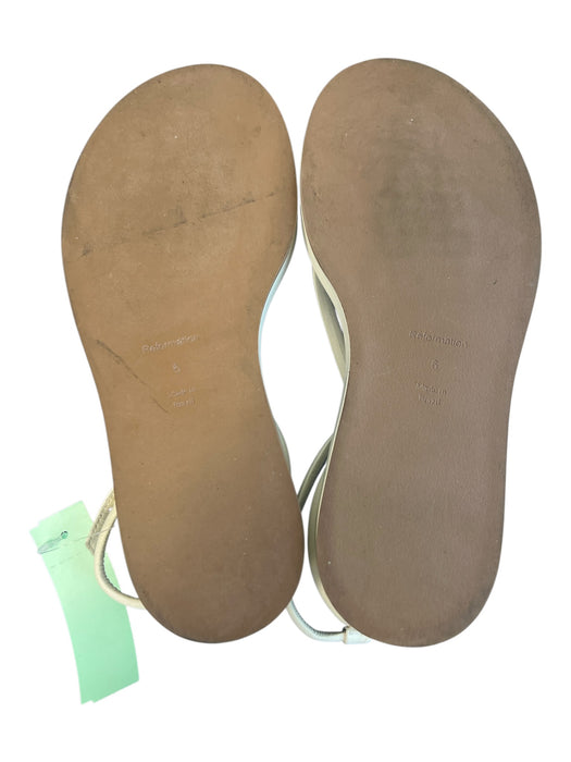 Reformation Shoe Size 6 White & Brown Leather Round Toe Open Toe & Heel Shoes White & Brown / 6