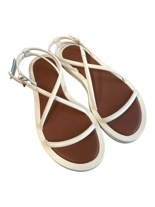 Reformation Shoe Size 6 White & Brown Leather Round Toe Open Toe & Heel Shoes White & Brown / 6