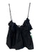 Zara Size S Black Cotton Spaghetti Strap V Neck Ruffle Detail Cropped Top Black / S