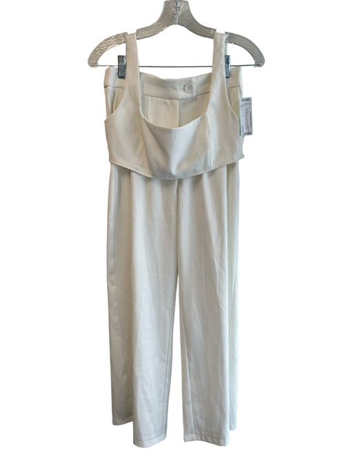 Princess Polly Size 6 White Elastane High Rise Wide Leg Side Zip Pant Set White / 6