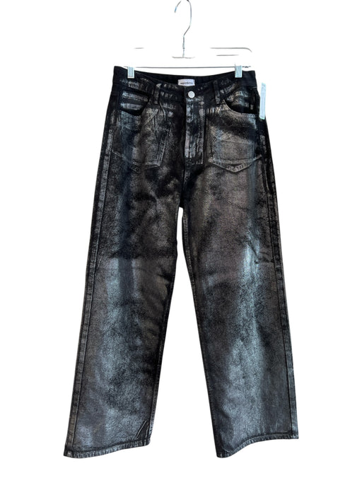 Superdown Size M Black Cotton High Rise Sparkle Detail Zip Fly Wide Leg Jeans Black / M