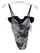 Miaou Size S White & Black Polyester Spaghetti Strap Abstract Print Top White & Black / S