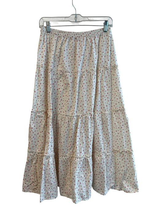 Sunday best Size S Cream Cotton Elastic Waist Floral Print Tiered Maxi Skirt Cream / S