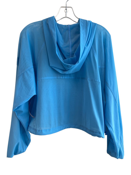 Alo Size M Blue Nylon Blend Sheer Mesh Hooded Long Sleeve Zip front Jacket Blue / M
