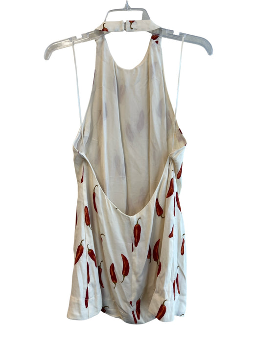 Reformation Size 6 Cream & Red Viscose Halter Neck Sleeveless Pepper Print Dress Cream & Red / 6