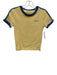 Madhappy Size S Yellow & Blue Cotton Short Sleeve Contrast Piping Crew Neck Top Yellow & Blue / S