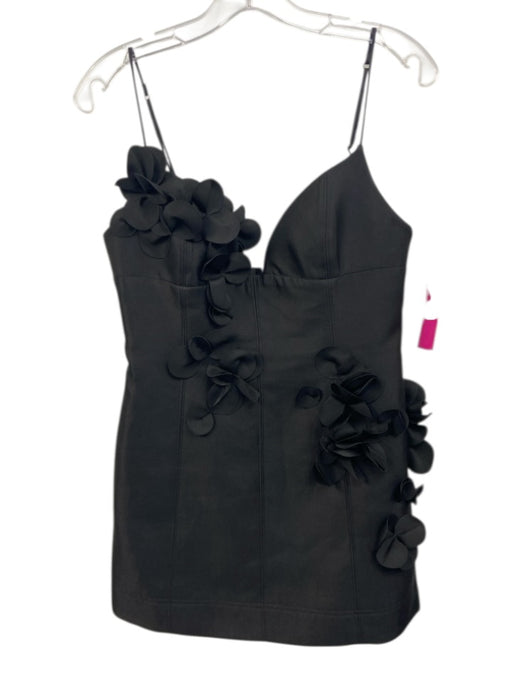 Acler Size Est S Black Missing Fabric Tag Sleeveless Floral Applique Dress Black / Est S