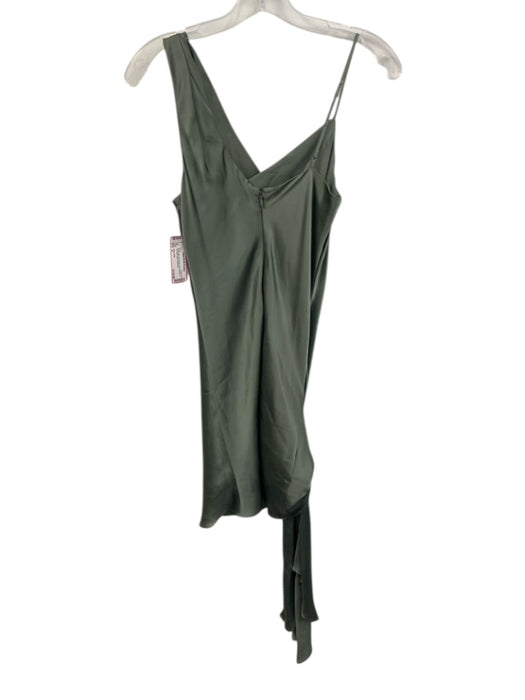 Cinq a Sept Size 4 Green Silk Sleeveless One Shoulder Tie Detail Dress Green / 4