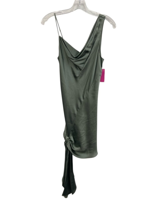 Cinq a Sept Size 4 Green Silk Sleeveless One Shoulder Tie Detail Dress Green / 4