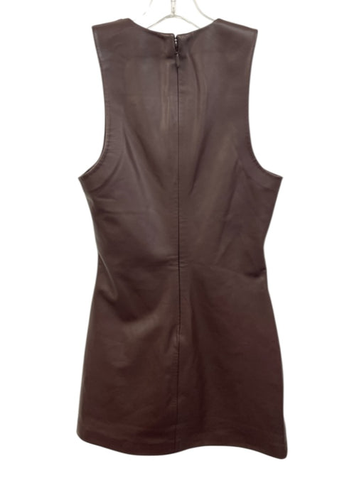 Lovers + Friends Size S Brown Polyurethane Sleeveless Back Zip Mid Length Dress Brown / S