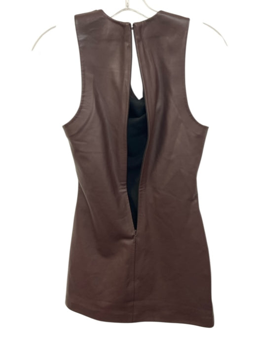 Lovers + Friends Size S Brown Polyurethane Sleeveless Back Zip Mid Length Dress Brown / S