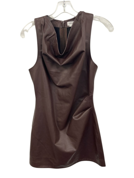 Lovers + Friends Size S Brown Polyurethane Sleeveless Back Zip Mid Length Dress Brown / S