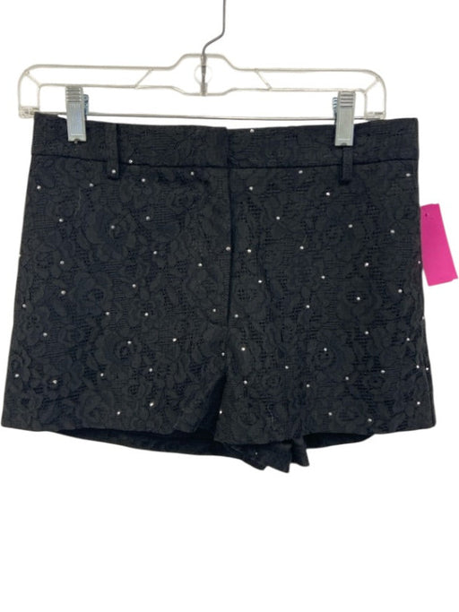 ASTR Size S Black Nylon & Cotton Rhinestone Zip Fly Floral mesh detail Shorts Black / S