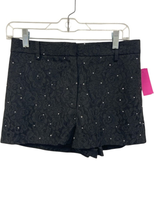 ASTR Size S Black Nylon & Cotton Rhinestone Zip Fly Floral mesh detail Shorts Black / S