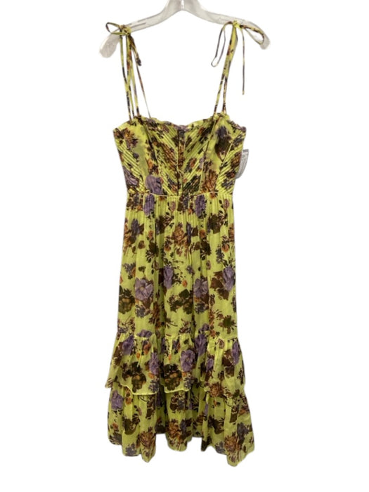 Ulla Johnson Size 0 Lime Green, Purple, Orange Cotton & Silk Shoulder Tie Dress Lime Green, Purple, Orange / 0