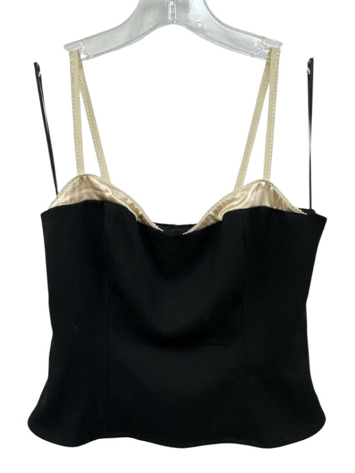 Reformation Size 4 Black & Cream Polyester & Rayon Spaghetti Strap Lace Trim Top Black & Cream / 4