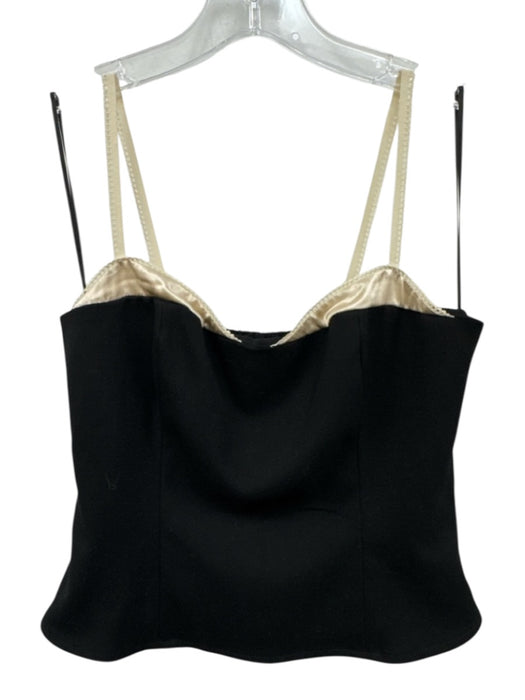 Reformation Size 4 Black & Cream Polyester & Rayon Spaghetti Strap Lace Trim Top Black & Cream / 4