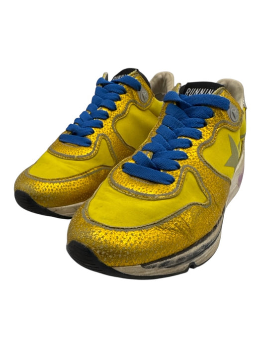 Golden Goose Shoe Size 36 Yellow, Gold, Blue Synthetic Lace Up Athletic Sneakers Yellow, Gold, Blue / 36